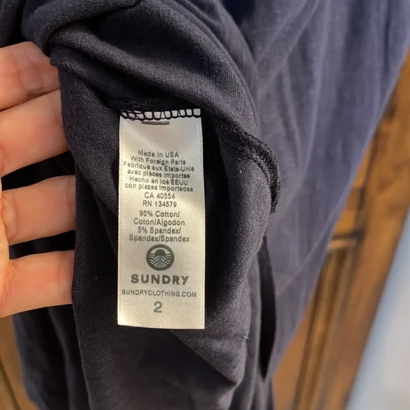 Sundry Navy Cotton Maxi Dress with Striping, Medium, EXCELLENT PLUS - Picture 8 of 9